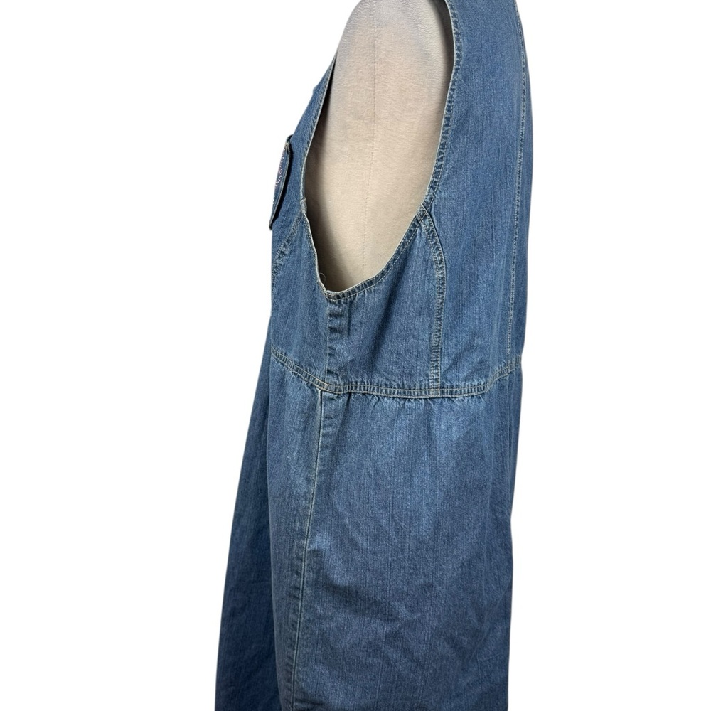 Quacker Factory Denim Dress with multi colored gem flower Size large - Picture 5 of 10